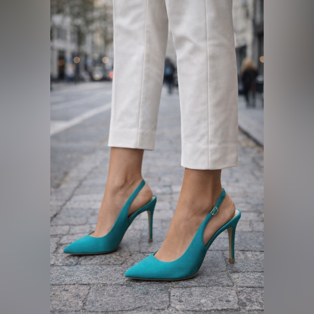 Turquoise sling heels by Luca Valentini  size 6.5